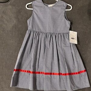 Charming Checkered Kids Dress with Red Accent